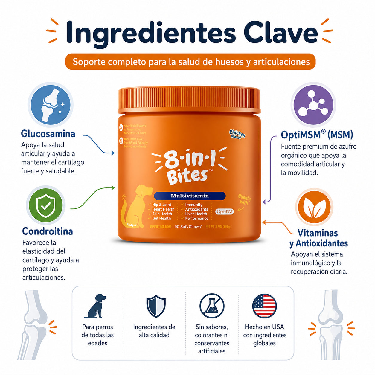 8 in 1 Bites Multivitamínico para Perros